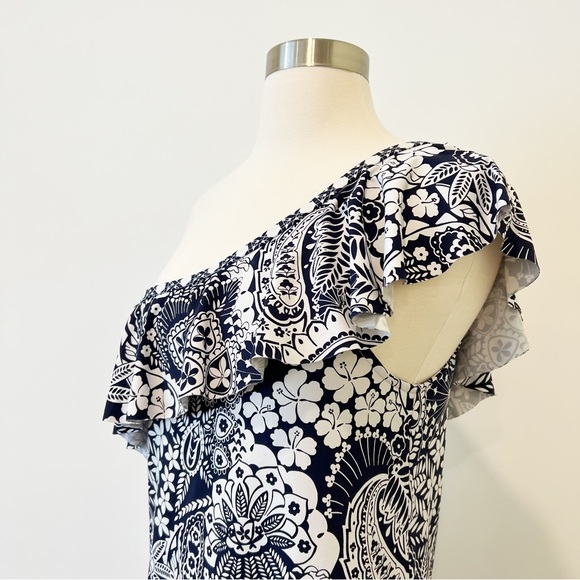 Tommy Bahama Paisley Paradise Off The Shoulder Floral Dress Swim Cover Blue S - Picture 8 of 10